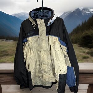 Columbia Fire Ridge Ski Parka Shell Black & Tan Jacket SIZE XL Winter Sports